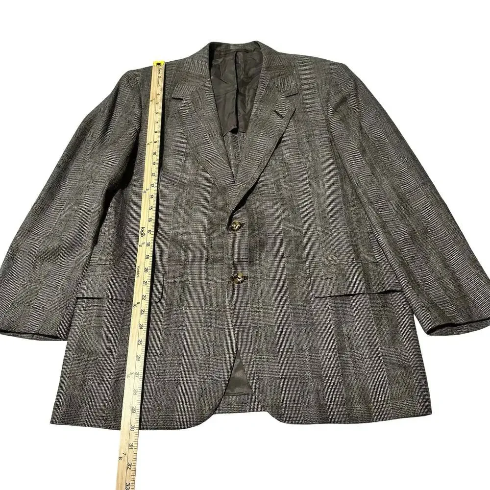 Vintage Men’s Gray Glen Plaid Wool Sport Blazer 46R Oxxford Clothes Mr Ooley’s